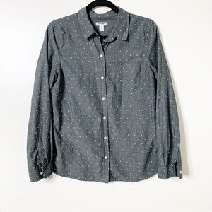 Old Navy Gray Polka Dot Chambray Style Button Up Size Small